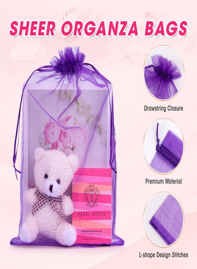 ANZNKU 50 Pcs 8x12 Inch Organza Bags, Mesh Gift Bag Sheer Mesh Bags Drawstring for Birthday Party Favor (Purple) - Image 3