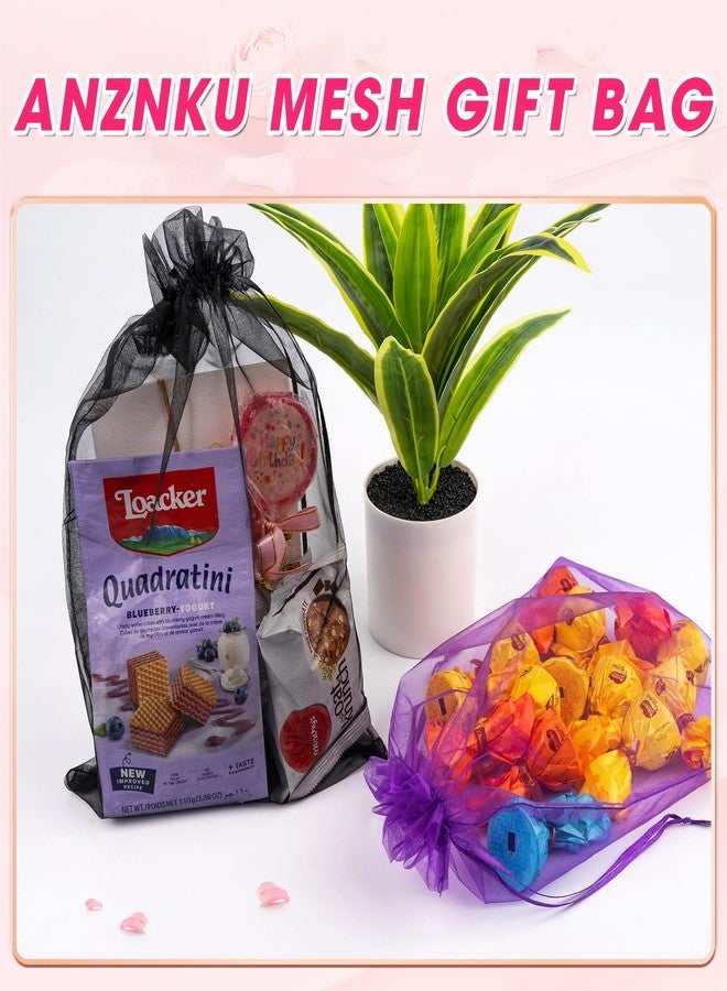 ANZNKU 50 Pcs 8x12 Inch Organza Bags, Mesh Gift Bag Sheer Mesh Bags Drawstring for Birthday Party Favor (Purple) - Image 4