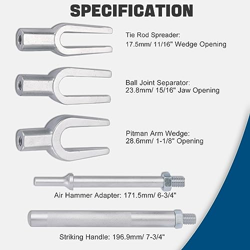 DASBET Ball Joint Separator Tie Rod Tool Set 5PCS Pickle Fork Kit with Ball Joint, Tie Rod, and Pitman Arm for Cars and Light Trucks - Image 3