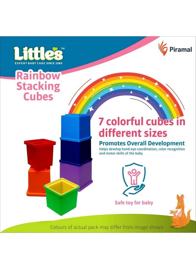 Little's - Rainbow Stacking Cubes I Activity Toy For Babies I Multicolor I Infant & Preschool Toys I Develops Motor & Reasoning Skills(7 Pieces) - Image 1
