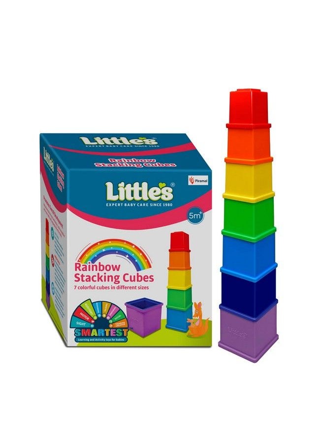 Little's - Rainbow Stacking Cubes I Activity Toy For Babies I Multicolor I Infant & Preschool Toys I Develops Motor & Reasoning Skills(7 Pieces) - Image 1