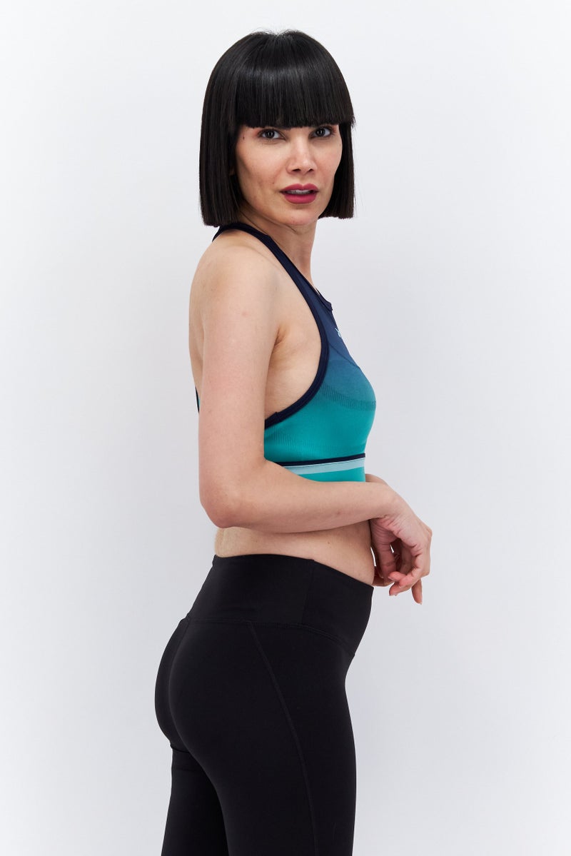 Reebok تي شيرت تدريب بدون seams لملابس رياضية نسائية بشعار العلامة التجارية، مجموعة بحرية - Image 2