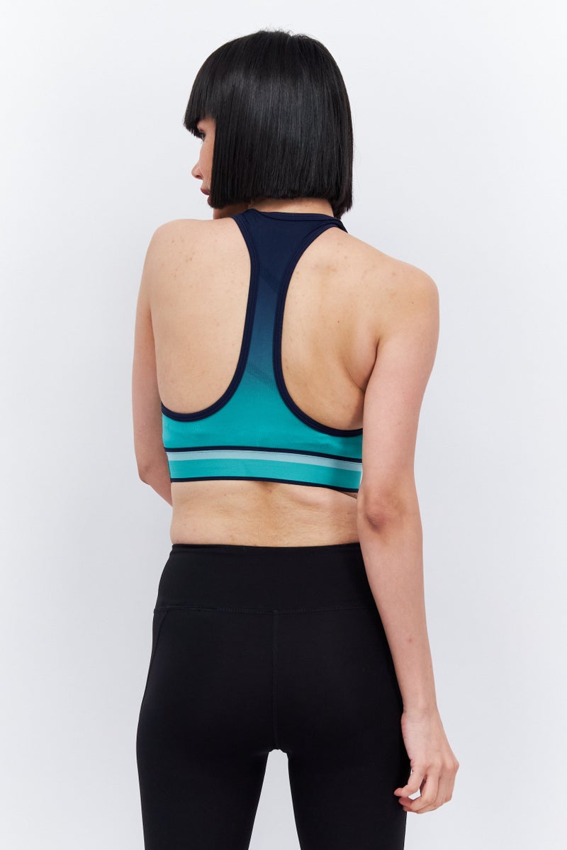 Reebok تي شيرت تدريب بدون seams لملابس رياضية نسائية بشعار العلامة التجارية، مجموعة بحرية - Image 3