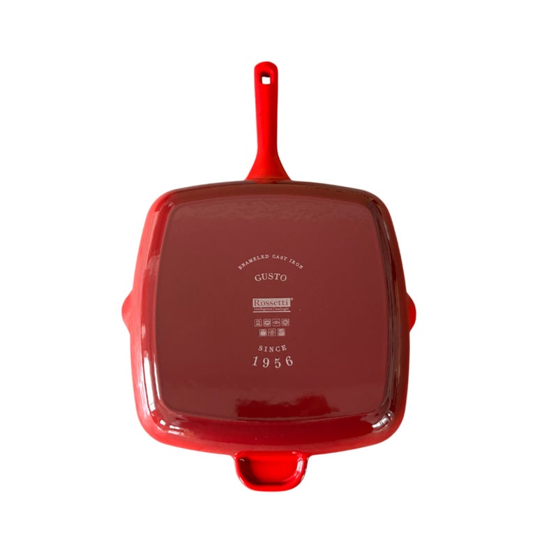 Rossetti Gusto Cast Iron 26cm Cranberry Red Grill Pan Cookware - Image 3