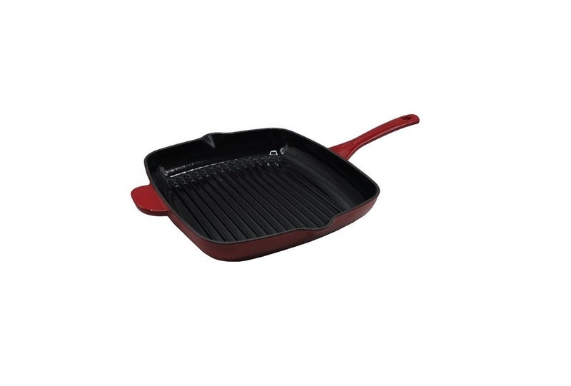 Rossetti Gusto Cast Iron 26cm Cranberry Red Grill Pan Cookware - Image 2