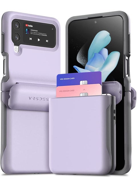 Terra Guard Modern Go Z Flip 4 Case Cover Wallet with Hinge Protection and 2 Card Holder Slot - Purple