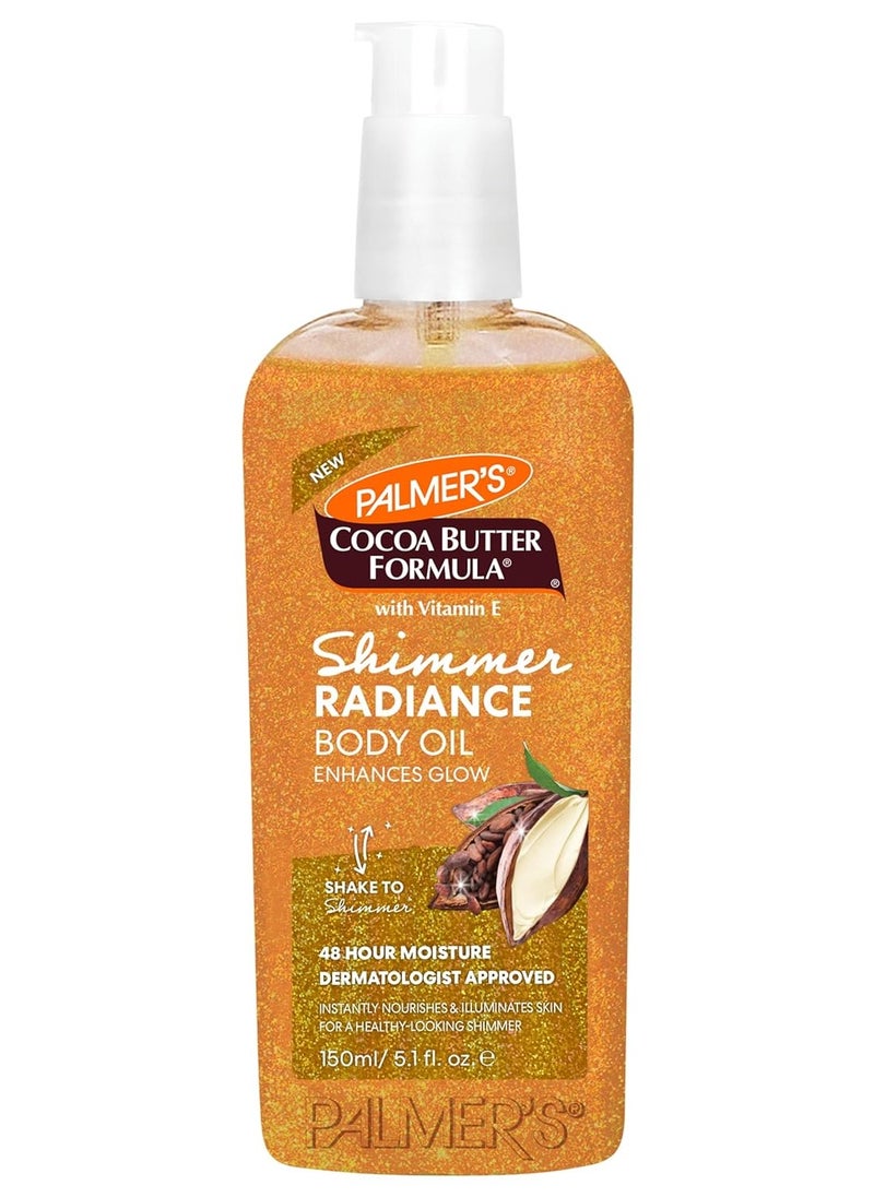 PALMER'S - Palmer's Cocoa Butter Formula Shimmer Body Oil with Vitamin E, 5.1 Fl Oz, Radiance Body Oil for Glowing Skin, Enhances Dark Tones & Tans, Hydrating - Image 1