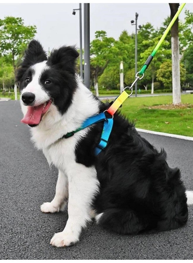 Rainbow Color Dog Harness & Leash Set For Small & Medium Size Adult Dogs, Dog Harness With Rope Leash (Adjustable Chest Size 38-48Cm) - Image 3