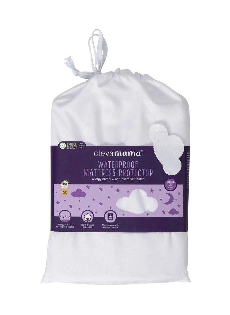 Clevamama - Clevamama Waterproof Mattress Protector for Cribs, 100% Brushed Cotton, Machine Washable, 98x98cm - Image 1