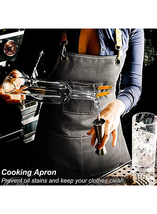 عربست مئزر الشيف ، ساحة الخلفي للنساء والرجال ، ساحة قماش قطني مع أحزمة قابلة للتعديل وجيوب كبيرة ، مطبخ طبخ الخبز مصفف شعر شواء لحام النجارة نجار العمل مريلة المريلة براون - Image 3