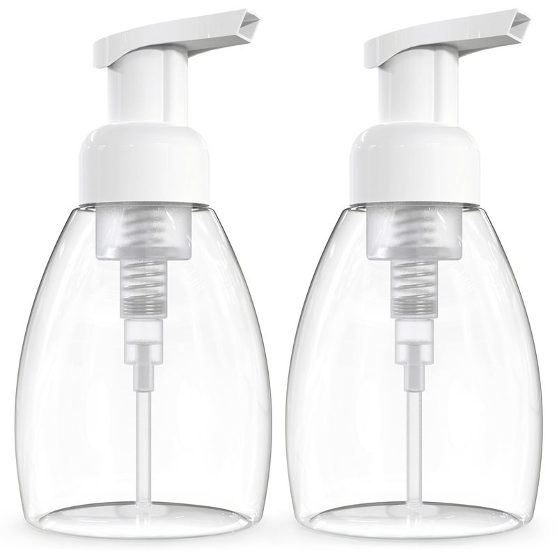 BRIGHTFROM Foaming Soap Dispenser Pump Bottles, BPA Free Empty Refillable Plastic Container for Liquid Soap - Kitchen, Bathroom, Commercial - 8oz (250ml) Pack of 2 Clear - Image 1