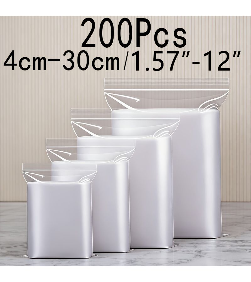 200Pcs Clear Resealable Polyethylene Bags A4 Size 0.062mm Thick - Image 1