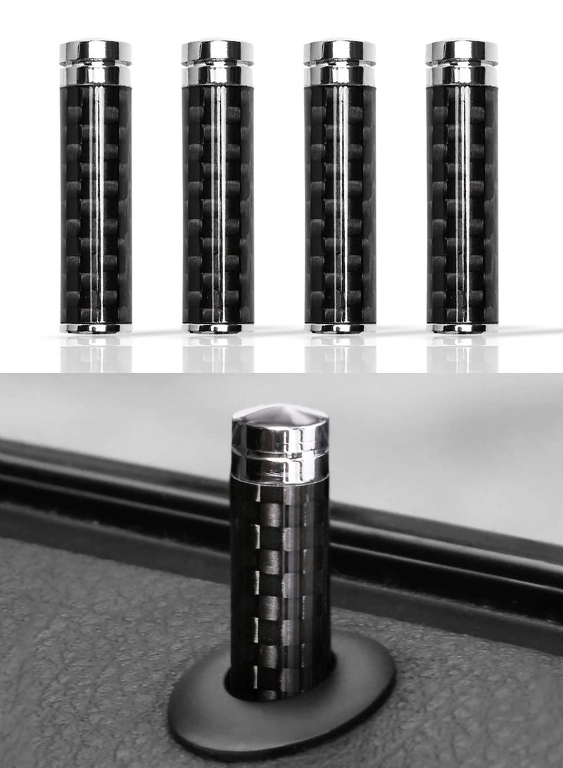 Barakah 4PCS Universal Door Lock Pin Cover Carbon Fiber Hard Durable Flame Retardant Corrosion Resistant Car Interior Accessories Door Bolt Lock Pin Knob Set (Black) - Image 1