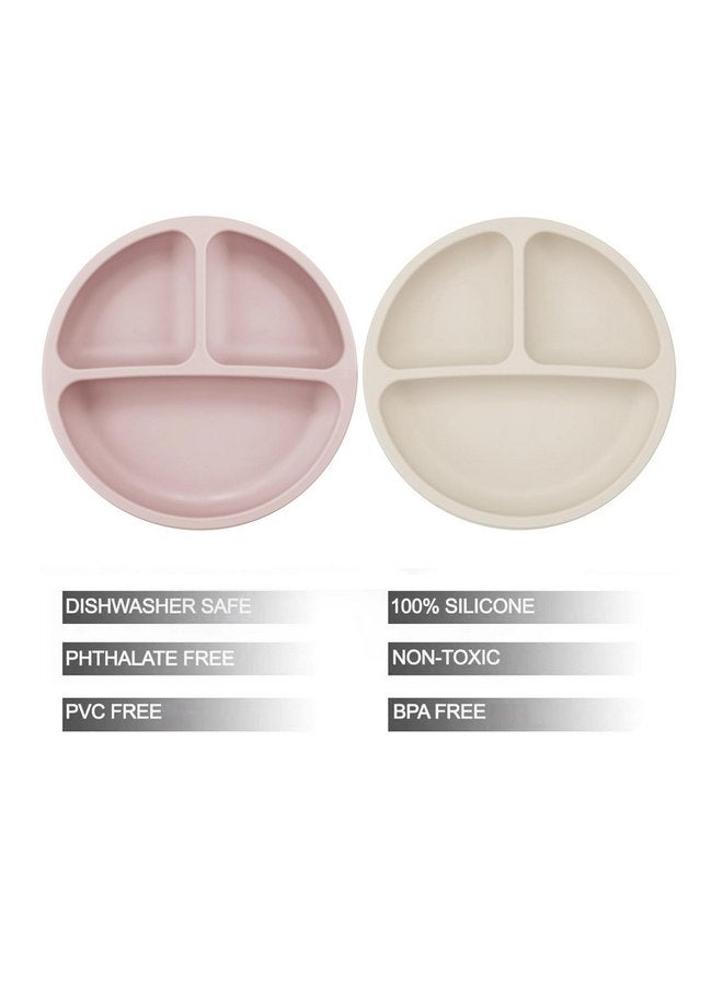 PandaEar 6 Pack Toddler Plates and Utensils Set, 2 Pack Silicone Baby Plates with Suction and 4 Stainless Steel Baby Spoons Forks, Toddler Dinnerware Set, Baby Dishes - Image 2