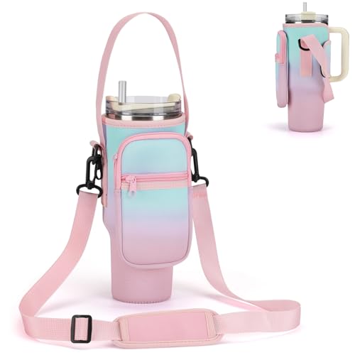 GOEWY Water Bottle Carrier Bag for Stanley 30oz Tumbler with Phone Pocket Water Bottle Holder with Strap Neoprene Water Bottle Pouch for Stanley Cup Accessories - Image 1