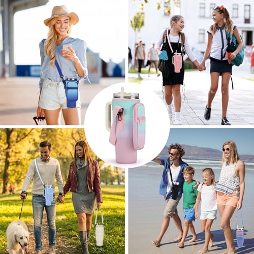 GOEWY Water Bottle Carrier Bag for Stanley 30oz Tumbler with Phone Pocket Water Bottle Holder with Strap Neoprene Water Bottle Pouch for Stanley Cup Accessories - Image 5