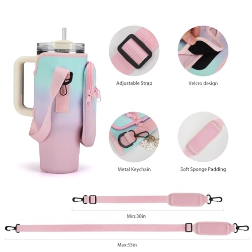 GOEWY Water Bottle Carrier Bag for Stanley 30oz Tumbler with Phone Pocket Water Bottle Holder with Strap Neoprene Water Bottle Pouch for Stanley Cup Accessories - Image 4