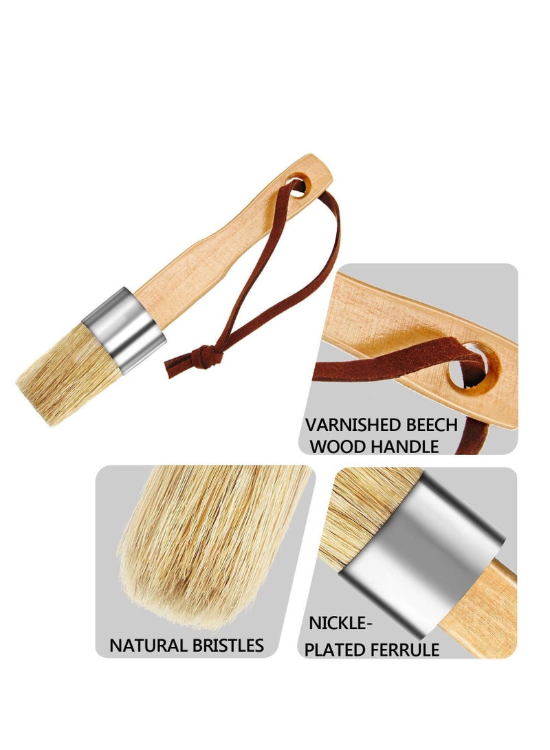 Y&D 3 Pieces Chalk and Wax Paint Brushes Bristle Stencil for Wood Furniture Home Decor, Including Flat, Pointed Round Chalked  - Image 3