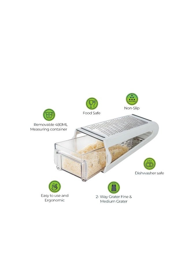 20 20 Planet CARE EVERYDAY Stainless Steel Cheese Grater, Vegetable Cheese Grater with Storage Container  - Image 4