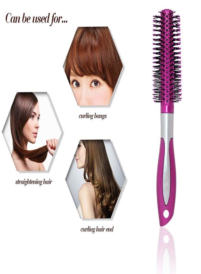 LOTSPEK Round Hair Comb Brush With Soft Nylon Bristles For Girls And Boys Home And Salon Use Hair Brush For Hair Styling (PINK) - Image 4