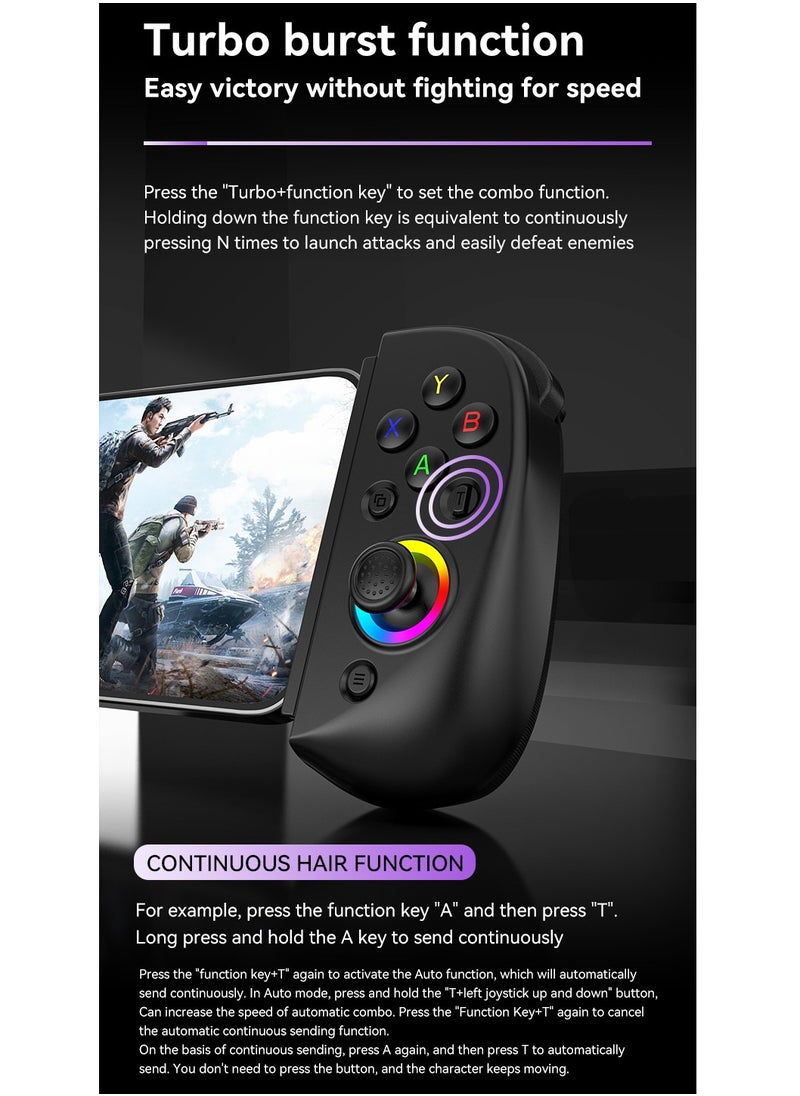 Generic - D8 Mobile Gaming Controller for iPhone/Android/PC/Nintendo Switch/PS4, Cloud Games, with Hall Effect Joystick, 6 Axis Gyro (Black) - Image 1