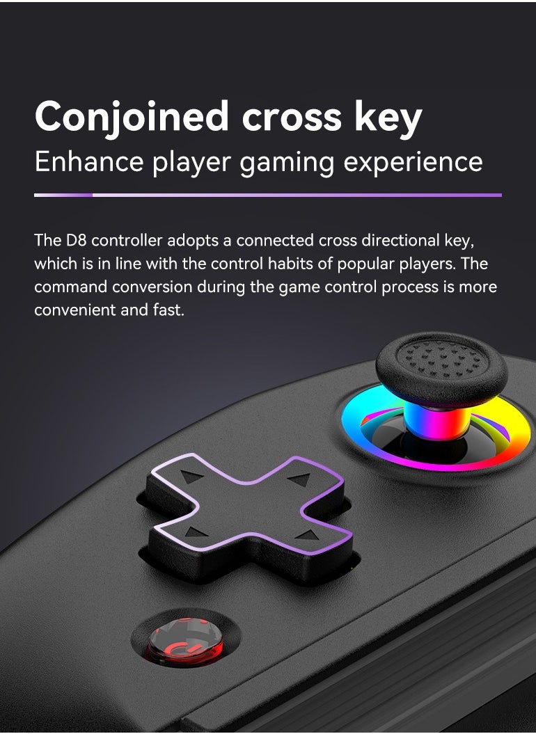 Generic - D8 Mobile Gaming Controller for iPhone/Android/PC/Nintendo Switch/PS4, Cloud Games, with Hall Effect Joystick, 6 Axis Gyro (Black) - Image 1