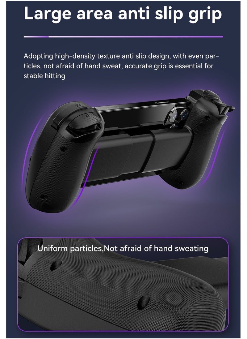 Generic - D8 Mobile Gaming Controller for iPhone/Android/PC/Nintendo Switch/PS4, Cloud Games, with Hall Effect Joystick, 6 Axis Gyro (Black) - Image 1