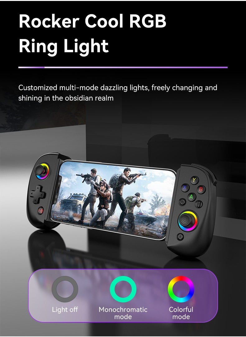 Generic - D8 Mobile Gaming Controller for iPhone/Android/PC/Nintendo Switch/PS4, Cloud Games, with Hall Effect Joystick, 6 Axis Gyro (Black) - Image 1