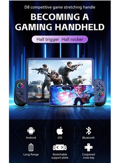 ماركة غير محددة وحدة تحكم الألعاب المحمولة D8 لأجهزة iPhone/Android/PC/Nintendo Switch/PS4، ألعاب سحابية، مع عصا تحكم بتأثير Hall، جيروسكوب 6 محاور (أسود)  - Image 2