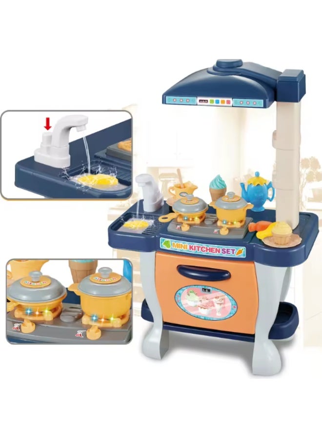 Mini Kitchen Set for Kids with 27 Pieces – Includes Stove, Sink, Overhead Light – Realistic Design – Model 2400483, Age 3+ - Image 4