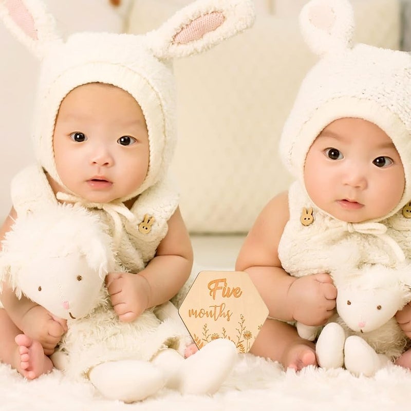 12 Pcs Natural Wood Newborn Monthly Milestone Photo Props Cards - Image 5