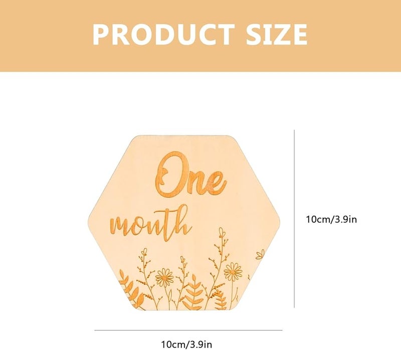 12 Pcs Natural Wood Newborn Monthly Milestone Photo Props Cards - Image 2