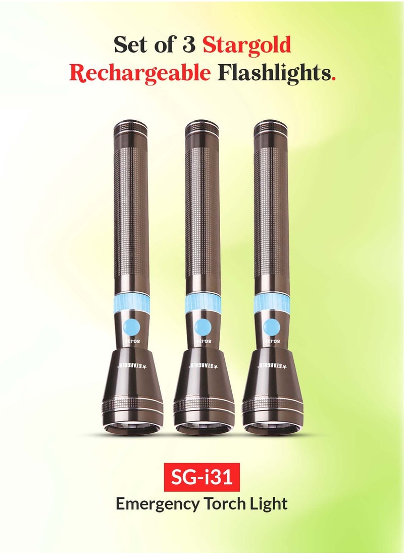 Stargold 3 in 1 Rechargeable LED Flashlight Cree LED Aluminium Body Shock Resistance  - Image 2