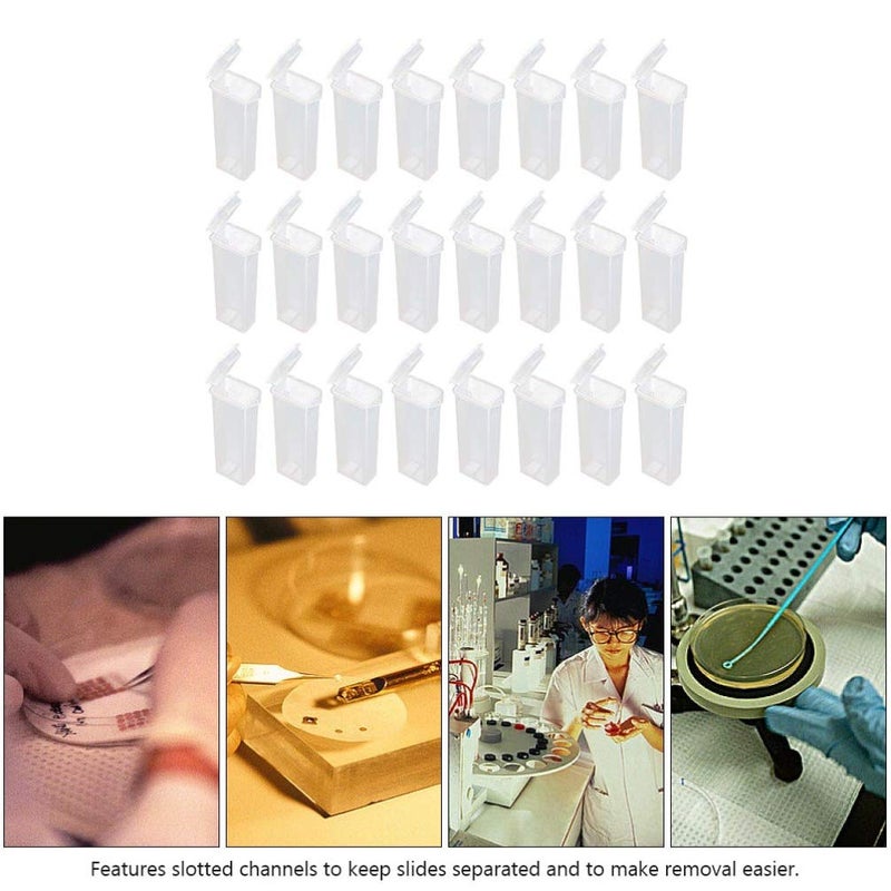 jellyflow 50pcs Polyethylene Microscope Slide Holder Plastic Microscope Glass Holder Slide Box for Slides - Image 5