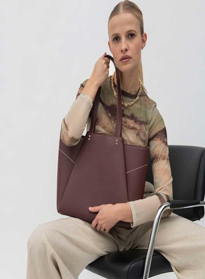 HaveGlam Premium Classic PU Leather Tote Bag for Women | Stylish Shoulder Handbag for Office, Travel & Daily Use | Large Capacity Casual Tote Purse for Girls & Ladies (Brown) - Image 5