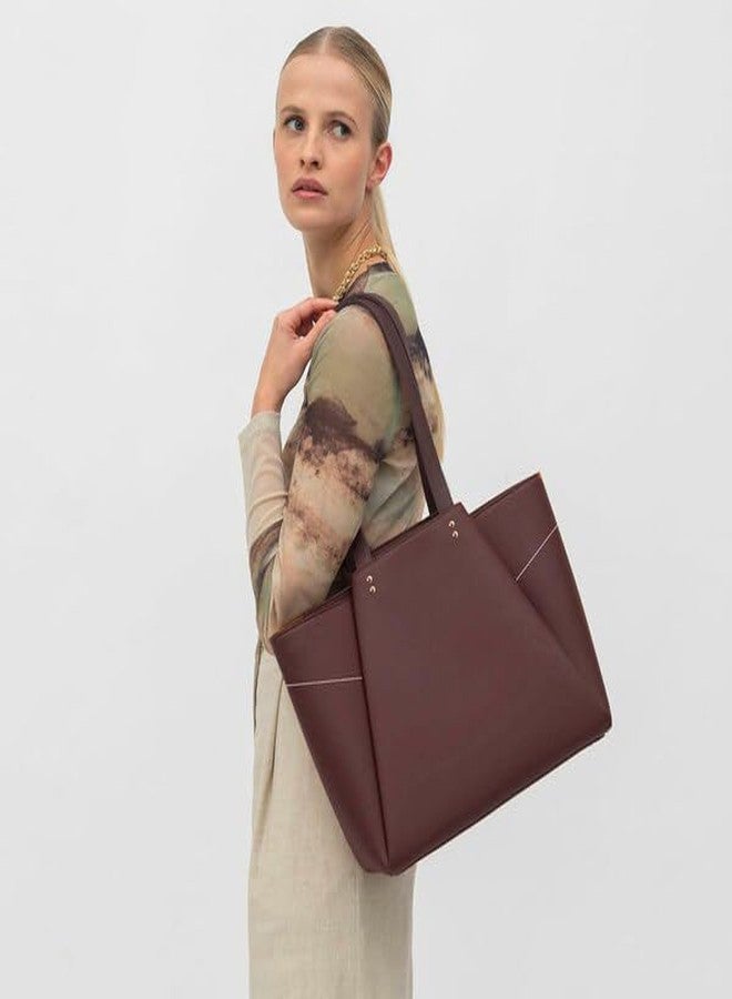 HaveGlam Premium Classic PU Leather Tote Bag for Women | Stylish Shoulder Handbag for Office, Travel & Daily Use | Large Capacity Casual Tote Purse for Girls & Ladies (Brown) - Image 4