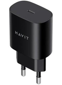 havit Havit UC25-25W USB-C Fast Charging Wall Charger, Black forSamsung Galaxy S23/S23+/S22/S21/S20/Ultra/Plus,Note 20/10/S10,Galaxy Tab S7/S8,A34,A14  - Image 1