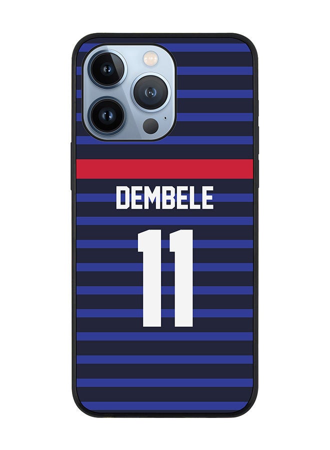 Stylizedd Rugged Black edge case for Apple iPhone 13 Pro Slim fit Soft Case Flexible Rubber Edges Anti Drop TPU Gel Thin Cover - Football Team - France Player Name - Dembele - Image 1