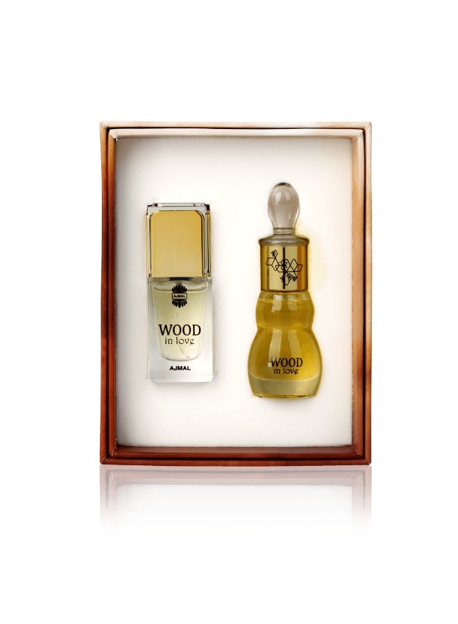 Ajmal Wood In Love Perfume Set Unisex 26ml | Woody EDP & Concentrated Oil Combo - Image 1