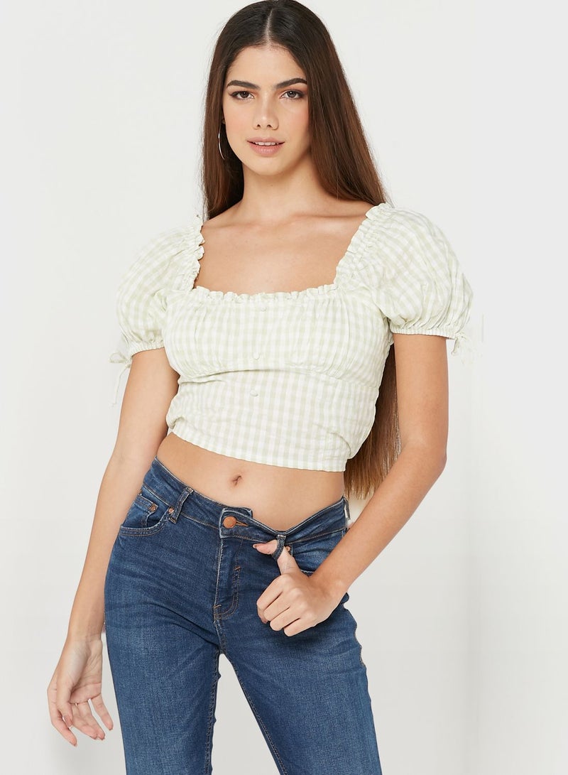 Miss Selfridge Balloon Sleeve Tie Detail Top - Image 1