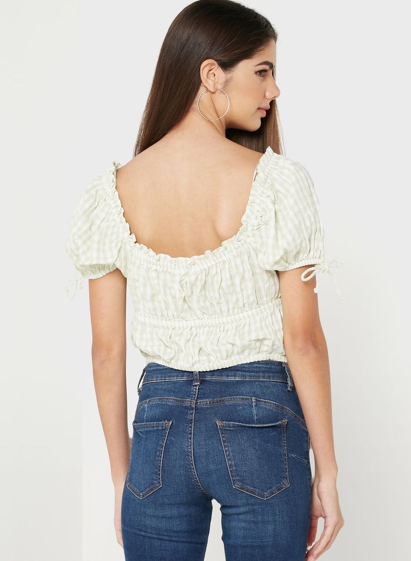 Miss Selfridge Balloon Sleeve Tie Detail Top - Image 2