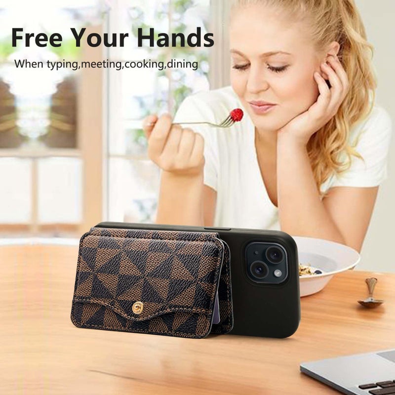 M-Plateau Card Holder for Phone, Stick On Phone Wallet With 3M Adhesive (Brown and Black) - Image 5