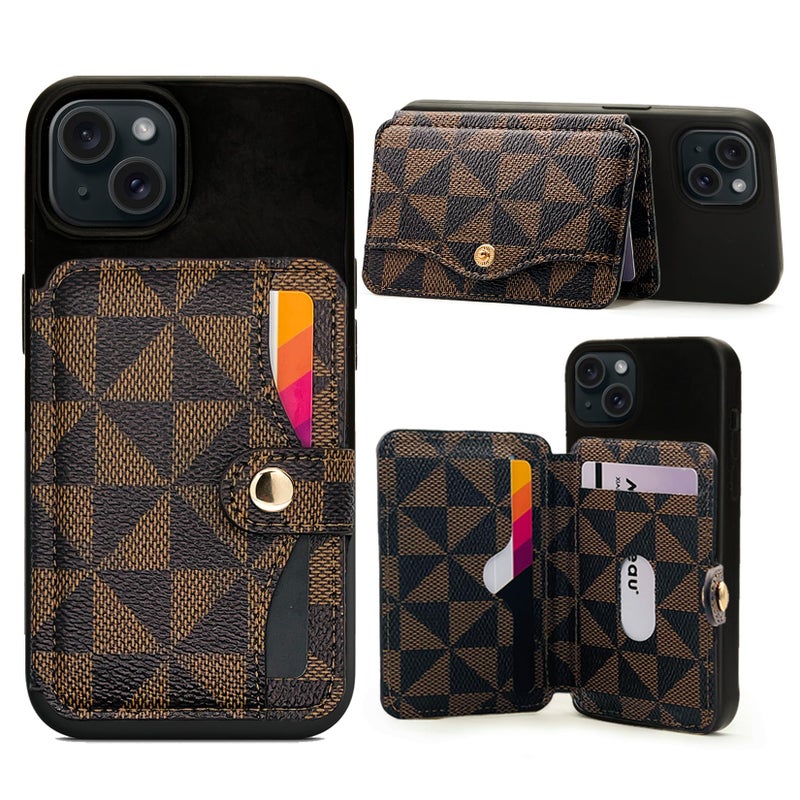 M-Plateau Card Holder for Phone, Stick On Phone Wallet With 3M Adhesive (Brown and Black) - Image 1