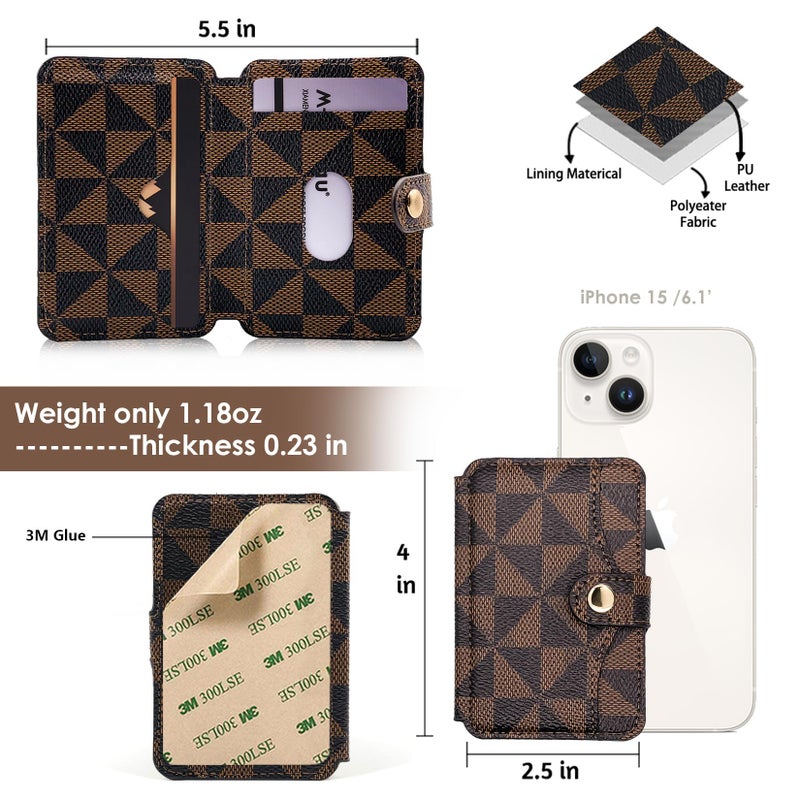 M-Plateau Card Holder for Phone, Stick On Phone Wallet With 3M Adhesive (Brown and Black) - Image 4