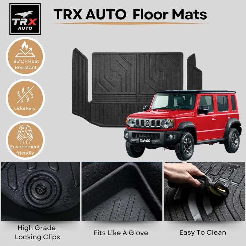 TRX AUTO 3D Car Trunk Mats For Suzuki Jimny 3-Door JB64 JB74 2019-2023 | With All Weather Protection | Black TPE Car Trunk Mat | Accessories For Suzuki Jimny - Image 2