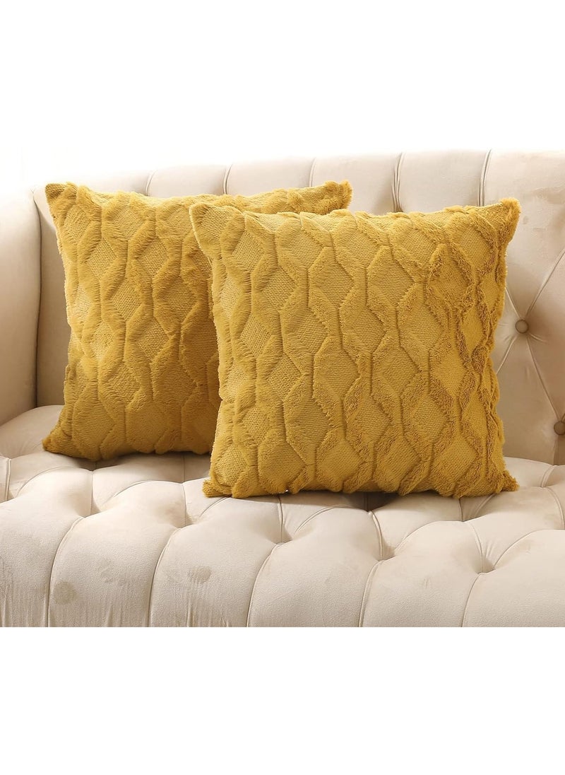 Vparty Pack of 2 Wool Throw Pillow Covers – 18x18 Inches Decorative Farmhouse Velvet Couch Pillow Cases, Soft Plush Square Cushions, Pillowcase for Living Room, Bedroom, Sofa, and Home Décor  - Image 1