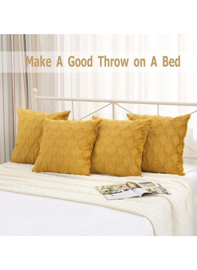 Vparty Pack of 2 Wool Throw Pillow Covers – 18x18 Inches Decorative Farmhouse Velvet Couch Pillow Cases, Soft Plush Square Cushions, Pillowcase for Living Room, Bedroom, Sofa, and Home Décor  - Image 3