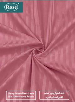Rose Rose Luxurious Hotel Stripe Fitted Sheet with Deep Pockets and Pillow Case, Bed Sheet 2-Pieces Set, Soft & Silky Microfiber Breathable and Cooling, Extra Twin Size 120X200+35 cm, Pink  - Image 4