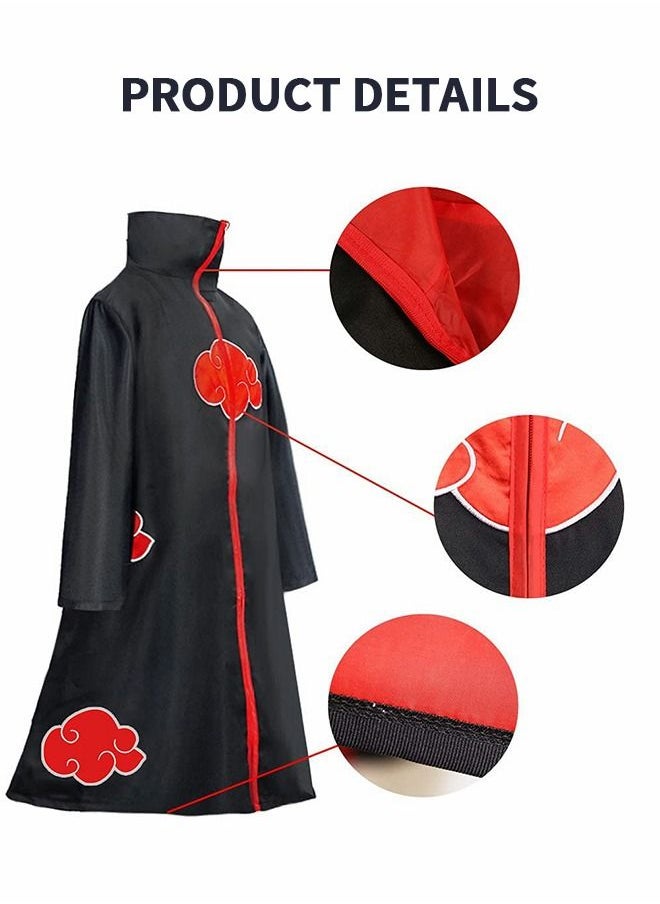 GROIC - 8-Piece Set Unisex Anime Long Robe Cosplay,Anime Naruto Long Robe Akatsuki Cloak Ninja Cosplay Costume Uniform Headband Full Accessories,Party Dressing - Image 1