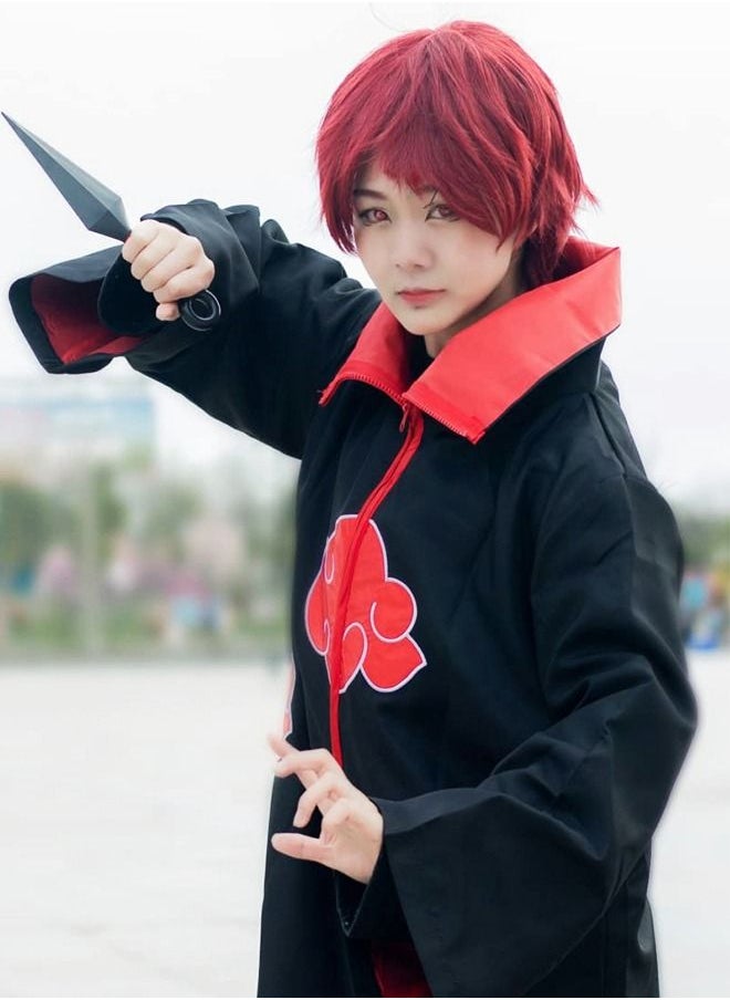 GROIC - 8-Piece Set Unisex Anime Long Robe Cosplay,Anime Naruto Long Robe Akatsuki Cloak Ninja Cosplay Costume Uniform Headband Full Accessories,Party Dressing - Image 1